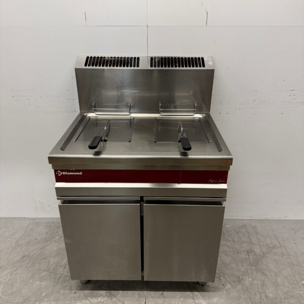 Edelstahl Diamond Doppelfritteuse 2 x 15 Liter GAS Catering
