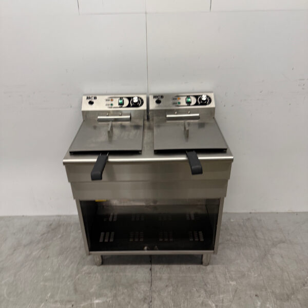 HCB Edelstahl-Doppelfritteuse Frittieren 2 x 16 Liter 230V Horeca