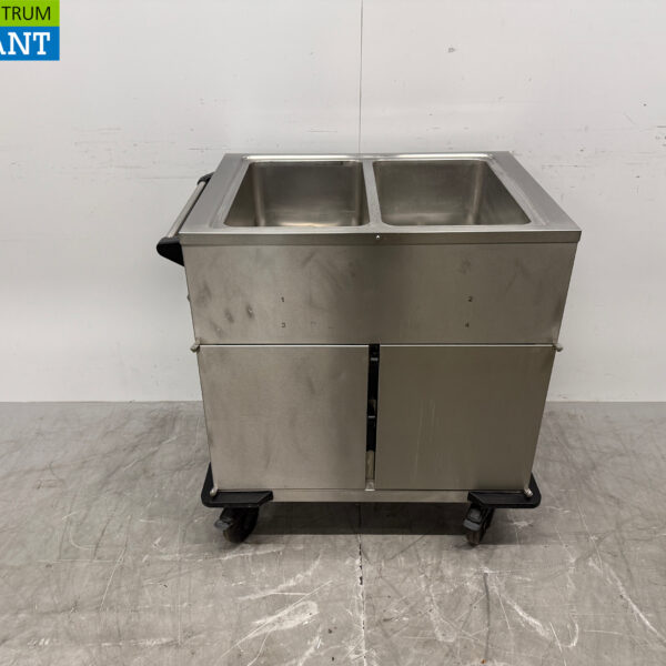Rieber Mobile Bain-Marie aus Edelstahl 2 x 1/1 GN mit Wärmeschrank 230V Horeca