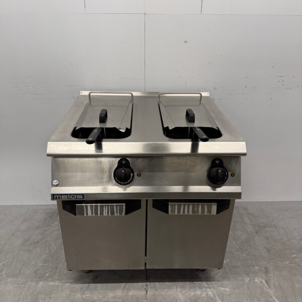 Metos Doppel-Fritteuse aus Edelstahl 2 x 15 Liter 400V Horeca