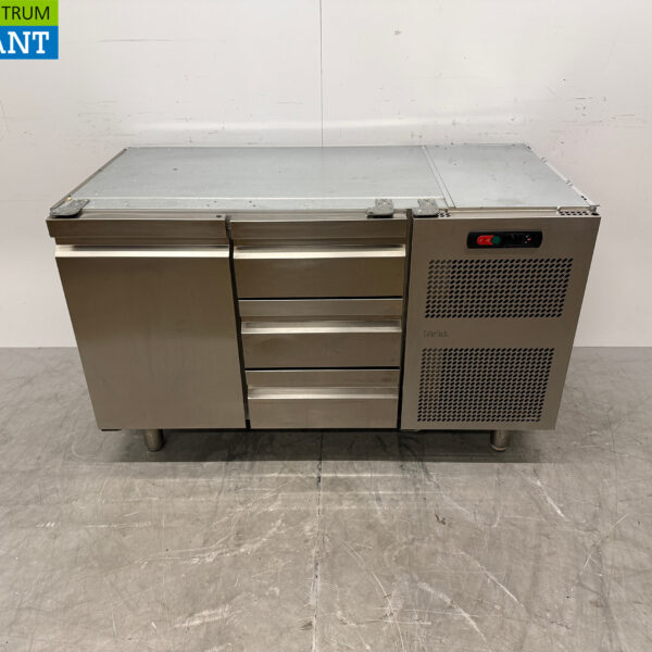 Catertech Kühltheke aus Edelstahl 1 Tür und 3 Schubladen 135,5 cm 230V Horeca