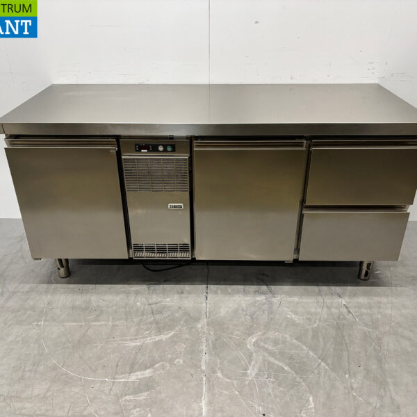 Edelstahl Zanussi gekühlte Werkbank 2 Türen 2 Schubladen 176 cm 230V Horeca