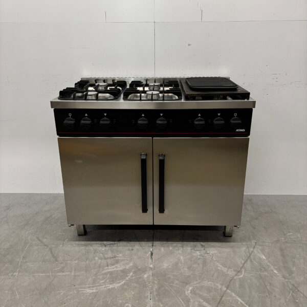 Atag 6-Flammen-Herd aus Edelstahl mit Grillplatte und Doppelbackofen 6 x 1/1 GN GAS 105 cm Horeca