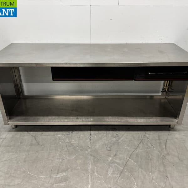 Edelstahl-Arbeitstisch mit Zwischenboden und 2 Schubladen 200 x 70 x 88 cm Catering