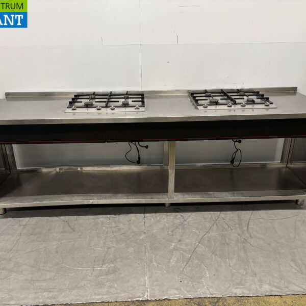 Atag Arbeitstisch aus Edelstahl mit 2 x 4-Flammen-Kocher 269 cm GAS Catering