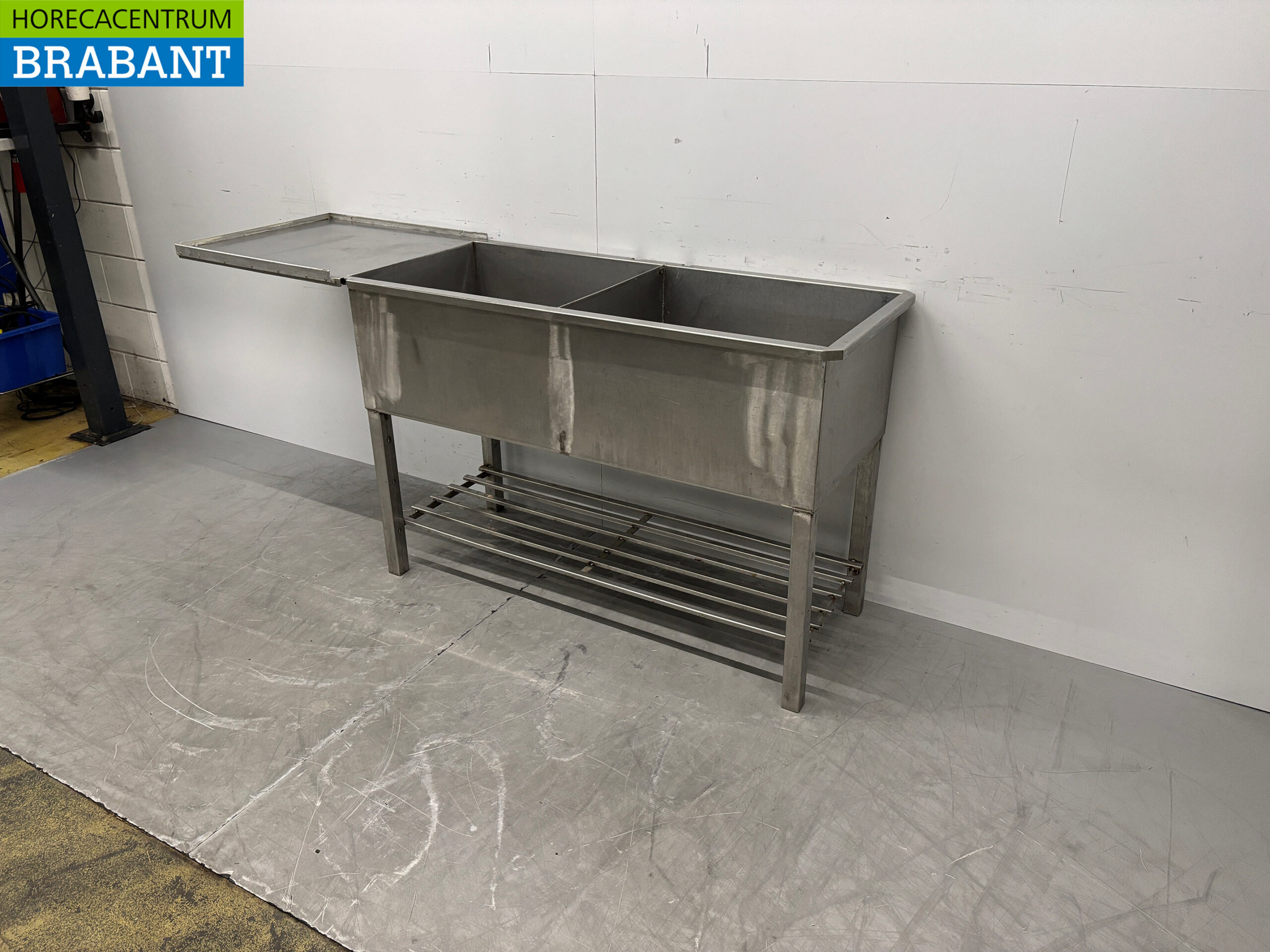 Edelstahl Doppelspültisch 188 x 57 x 88 cm Catering – Bild 2