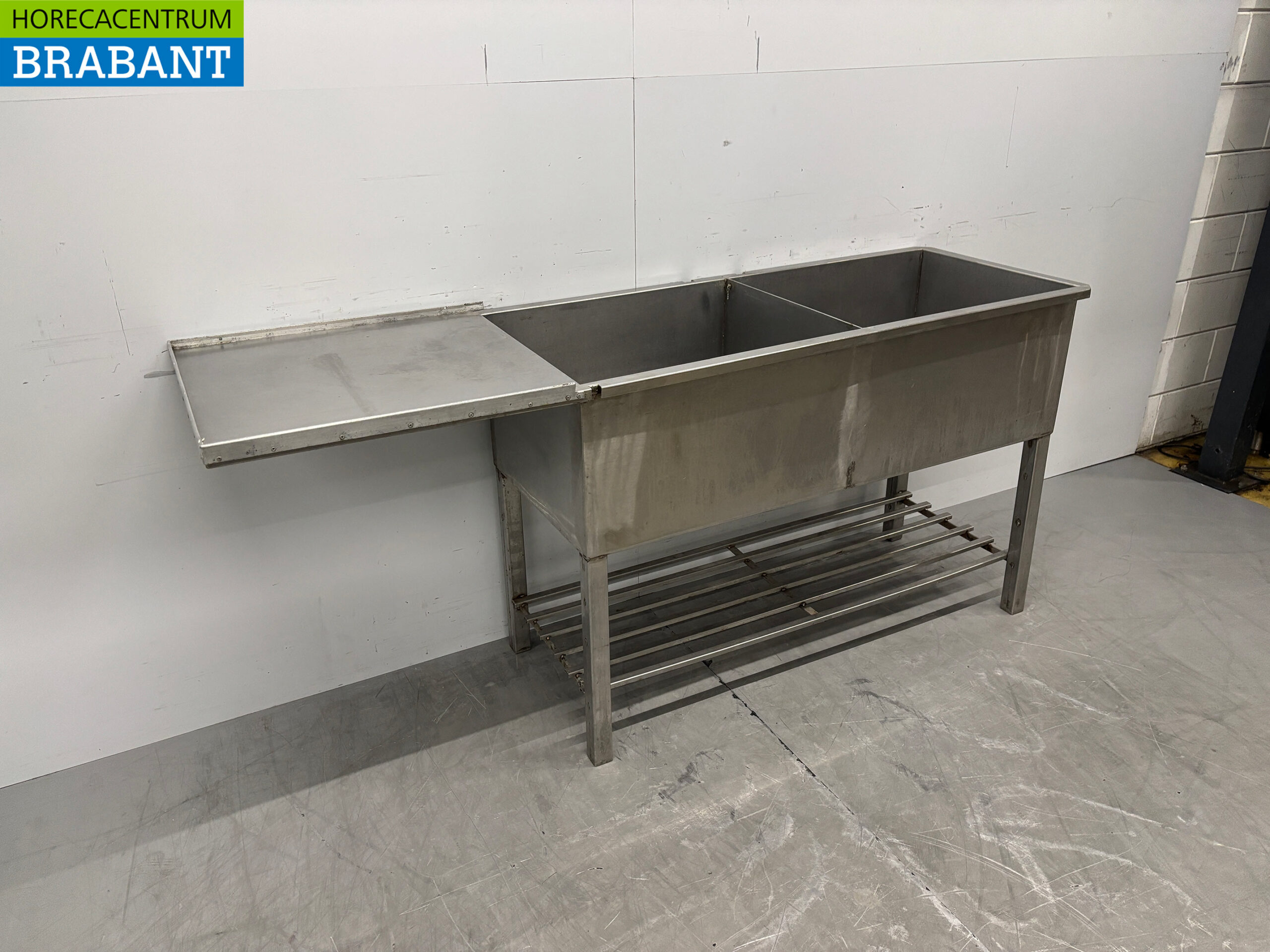 Edelstahl Doppelspültisch 188 x 57 x 88 cm Catering – Bild 3