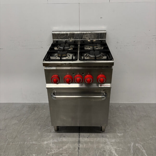 RVS Berto's 4-Flammen-Herd mit Backofen 3 x 1/1 GN GAS + 230V Horeca