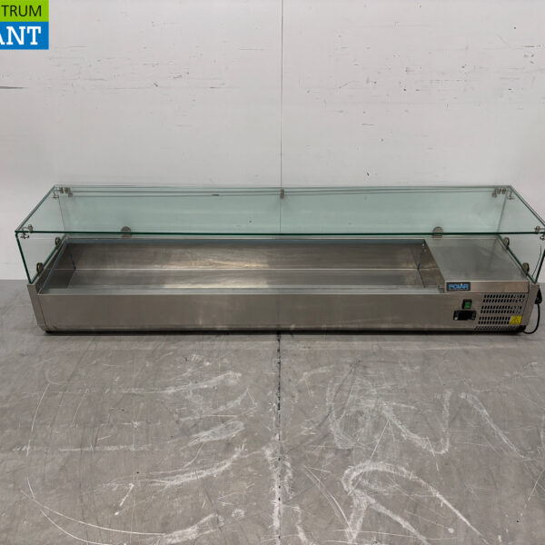 Edelstahl Polar Aufsatzkühlvitrine Aufsatzkühlvitrine saladière 8 x 1/3 GN 180 cm Horeca