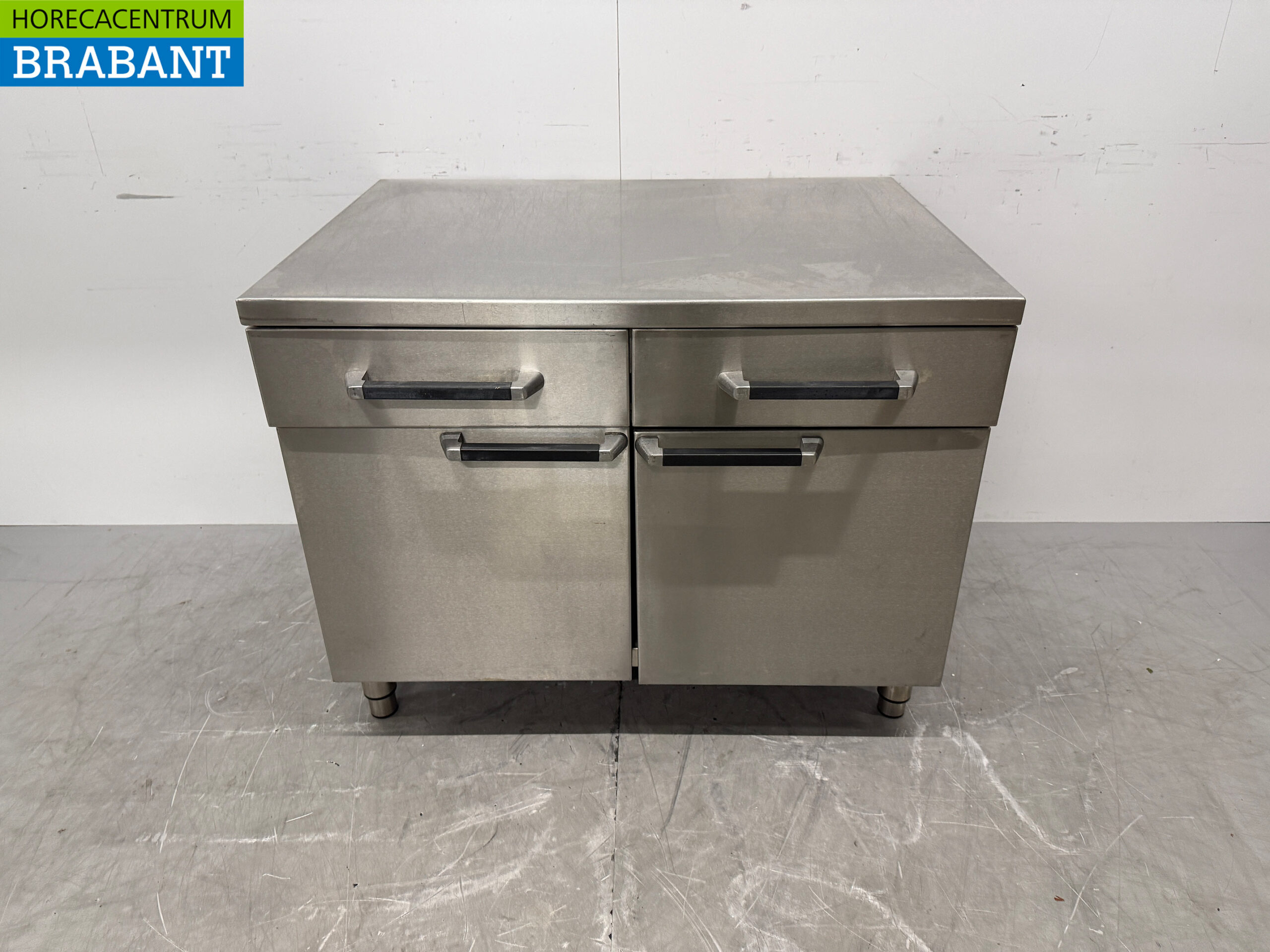 Arbeitsschrank aus Edelstahl 2 Flügeltüren und 2 Schubladen 105 cm Catering