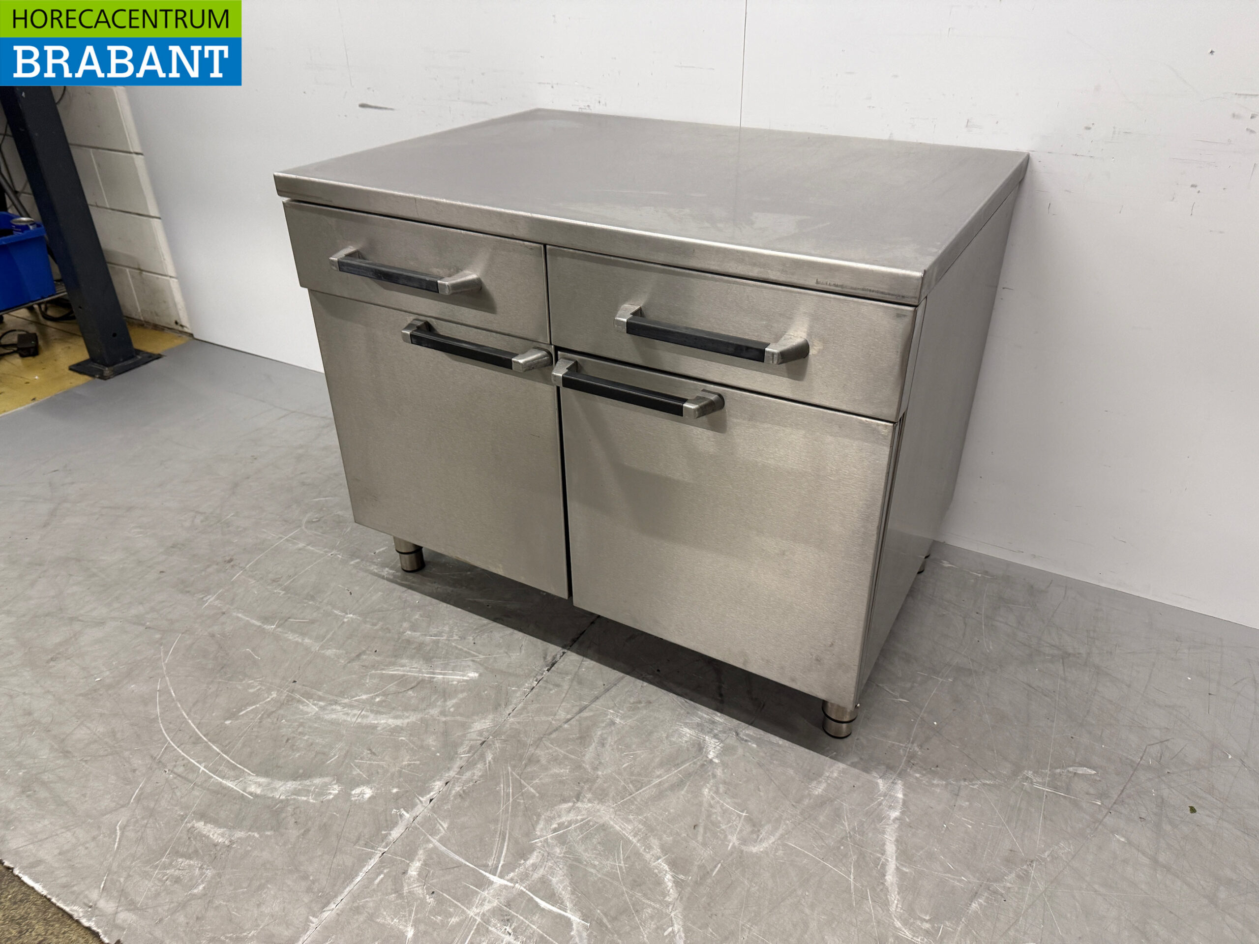 Arbeitsschrank aus Edelstahl 2 Flügeltüren und 2 Schubladen 105 cm Catering – Bild 2