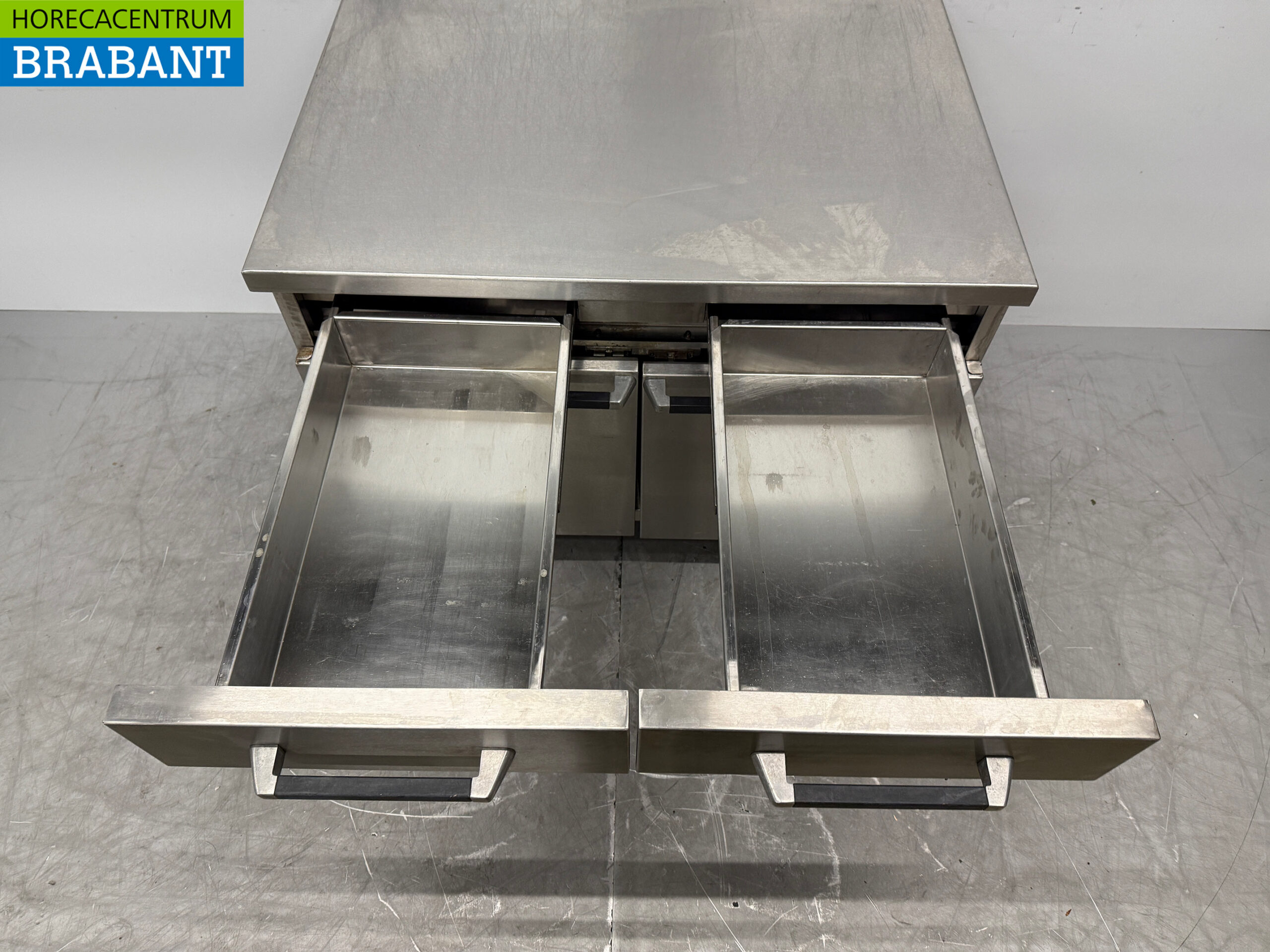 Arbeitsschrank aus Edelstahl 2 Flügeltüren und 2 Schubladen 105 cm Catering – Bild 4