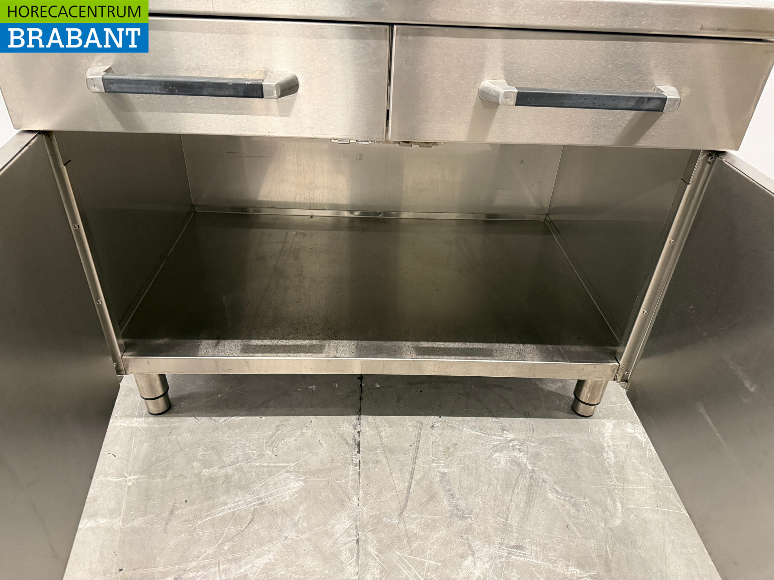 Arbeitsschrank aus Edelstahl 2 Flügeltüren und 2 Schubladen 105 cm Catering – Bild 5