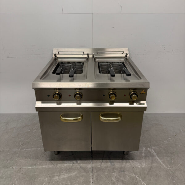 Hobart Doppelfritteuse aus Edelstahl 2 x 18 Liter 2 x 400V Horeca