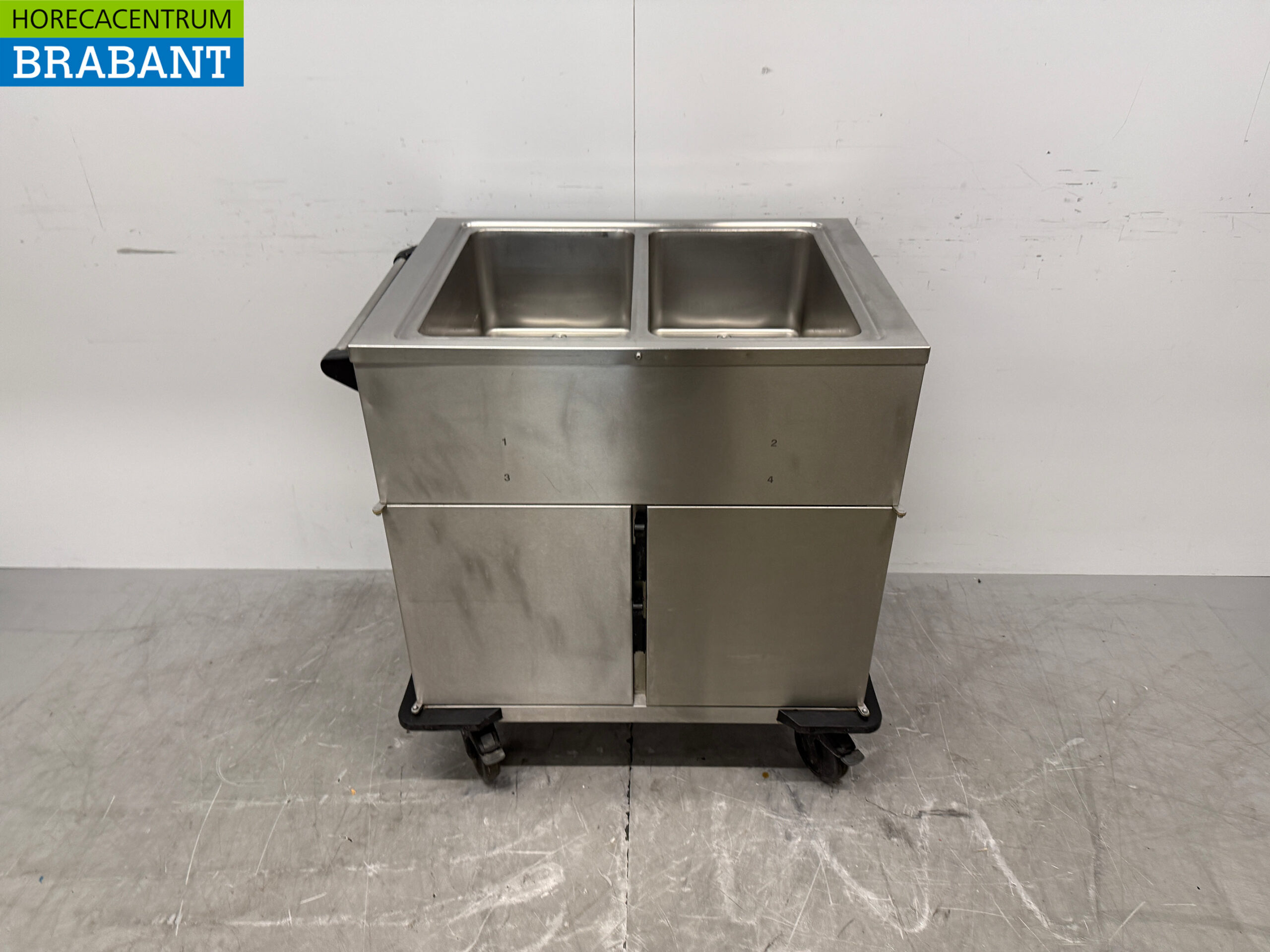 Rieber Mobile Bain-Marie aus Edelstahl 2 x 1/1 GN mit Wärmeschrank 230V Horeca
