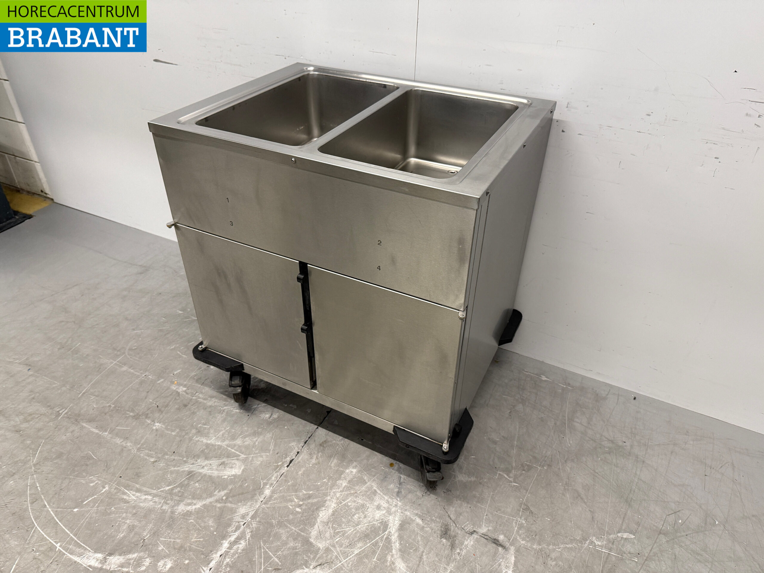 Rieber Mobile Bain-Marie aus Edelstahl 2 x 1/1 GN mit Wärmeschrank 230V Horeca – Bild 2