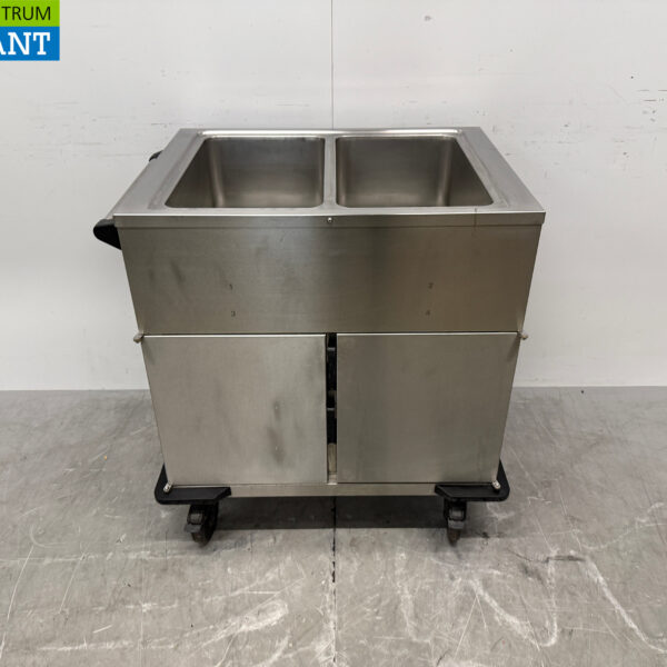 Rieber Mobile Bain-Marie aus Edelstahl 2 x 1/1 GN mit Wärmeschrank 230V Horeca