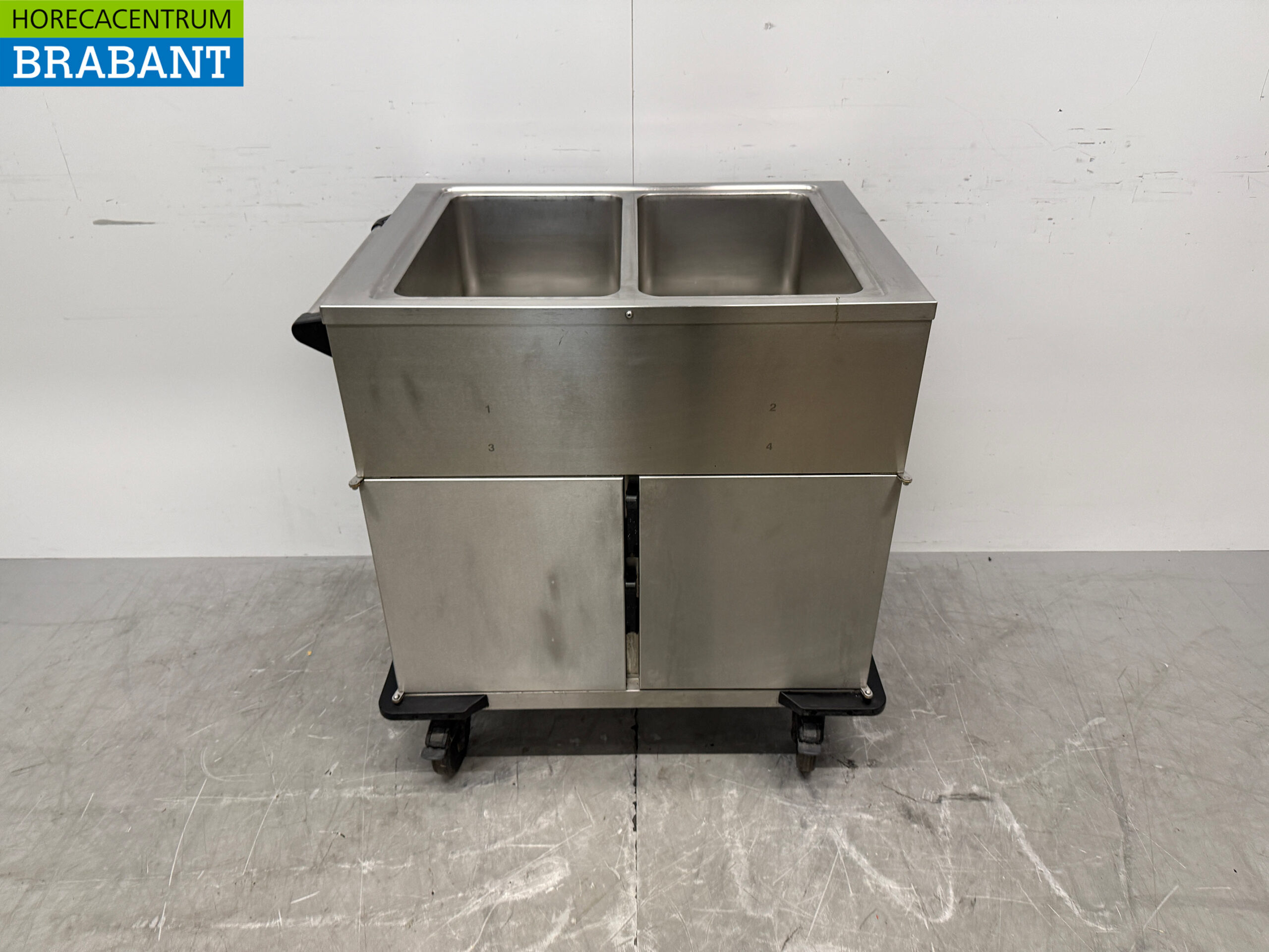 Rieber Mobile Bain-Marie aus Edelstahl 2 x 1/1 GN mit Wärmeschrank 230V Horeca