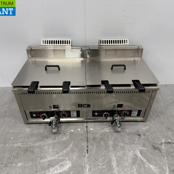 Edelstahl-Doppelfritteuse Frittieren 2 x 30 Liter PROPAAN Gas Catering