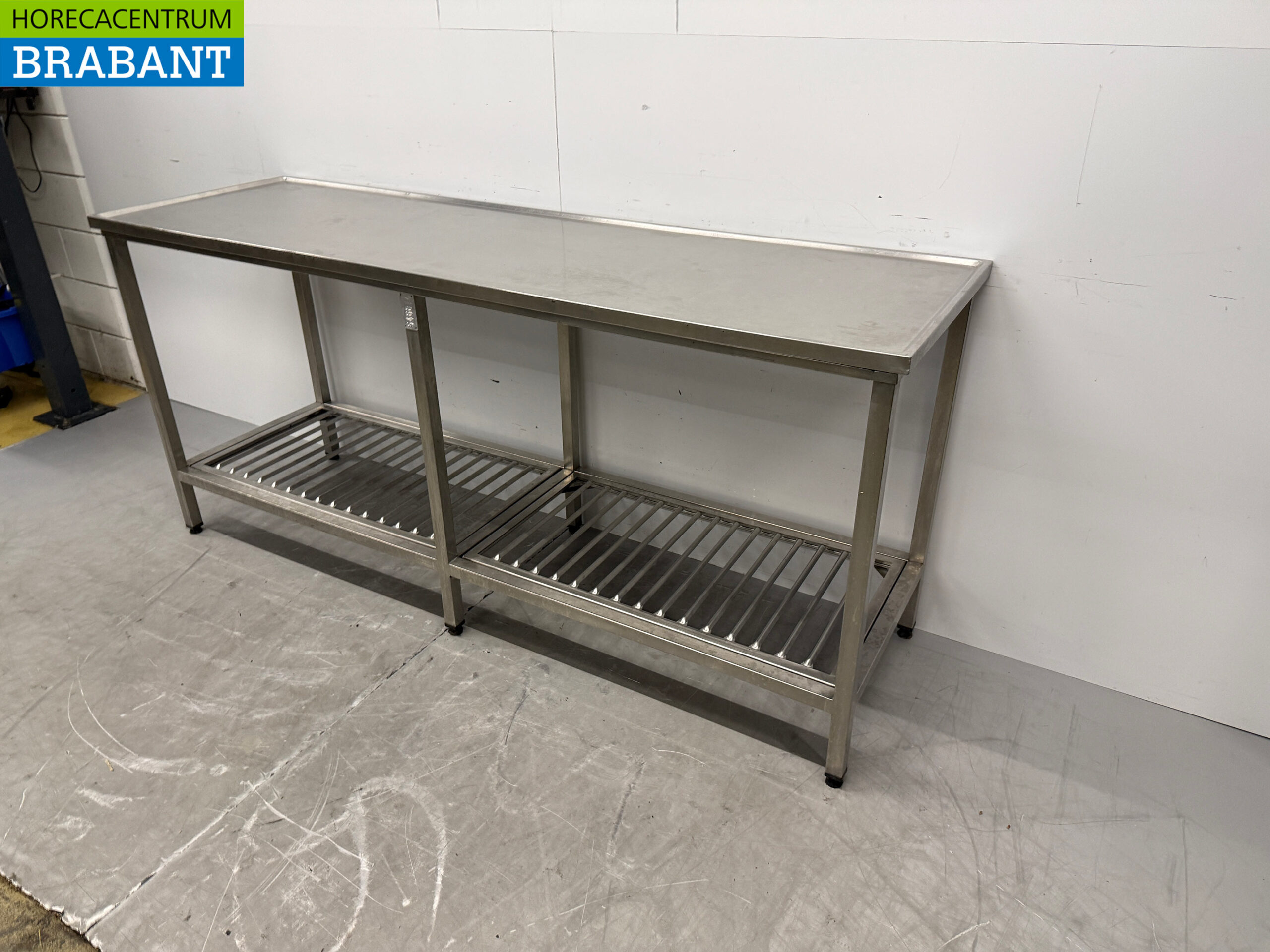 Edelstahl-Arbeitstisch mit Zwischenboden 200 x 60 x 91 cm Catering – Bild 2
