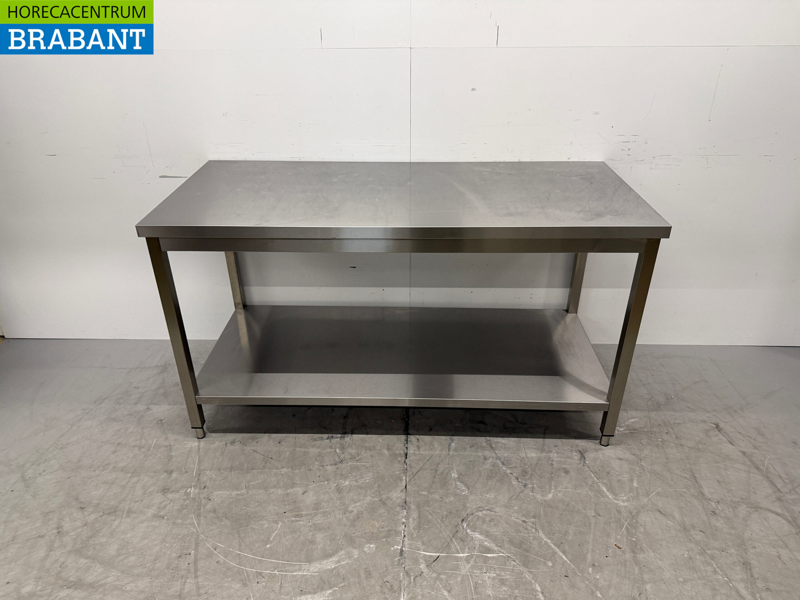 Edelstahl-Arbeitstisch mit Zwischenboden 160 x 70 x 88,5 cm Catering