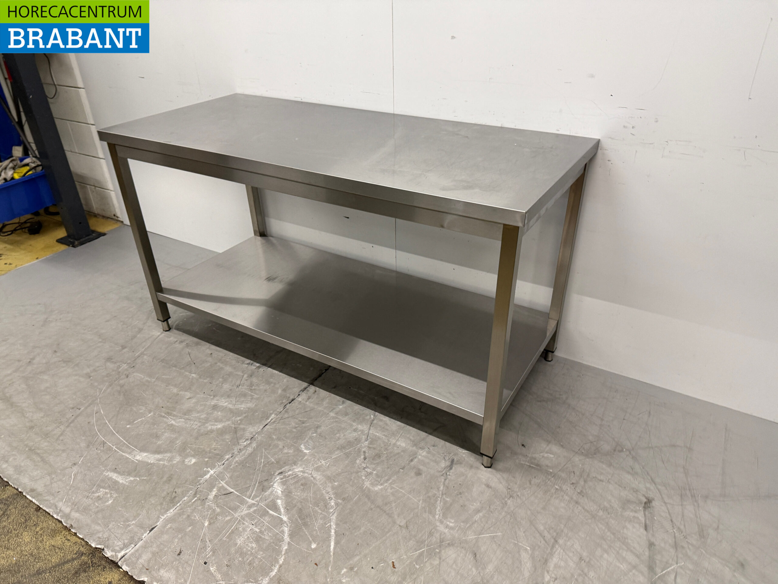 Edelstahl-Arbeitstisch mit Zwischenboden 160 x 70 x 88,5 cm Catering – Bild 2