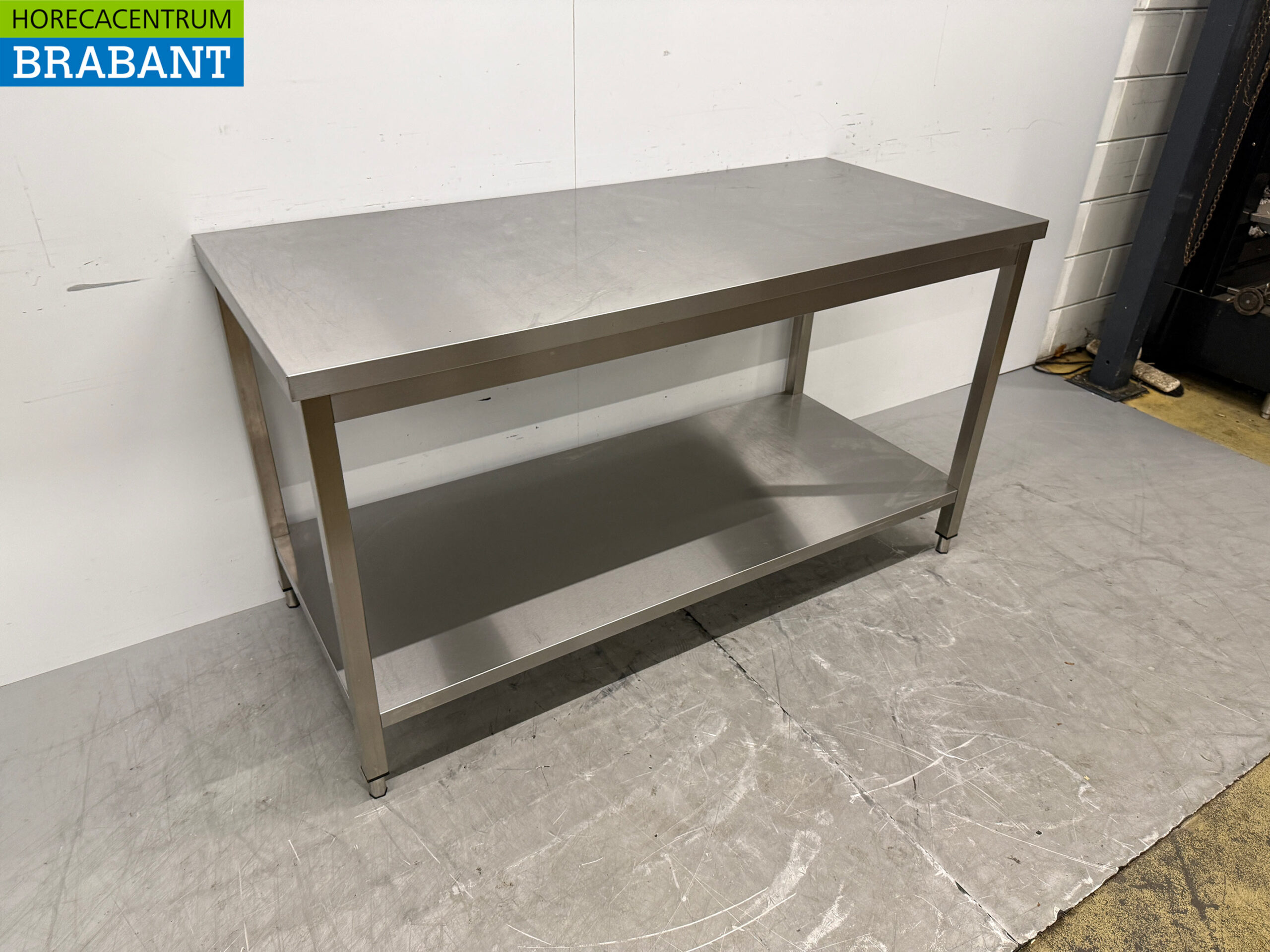 Edelstahl-Arbeitstisch mit Zwischenboden 160 x 70 x 88,5 cm Catering – Bild 3