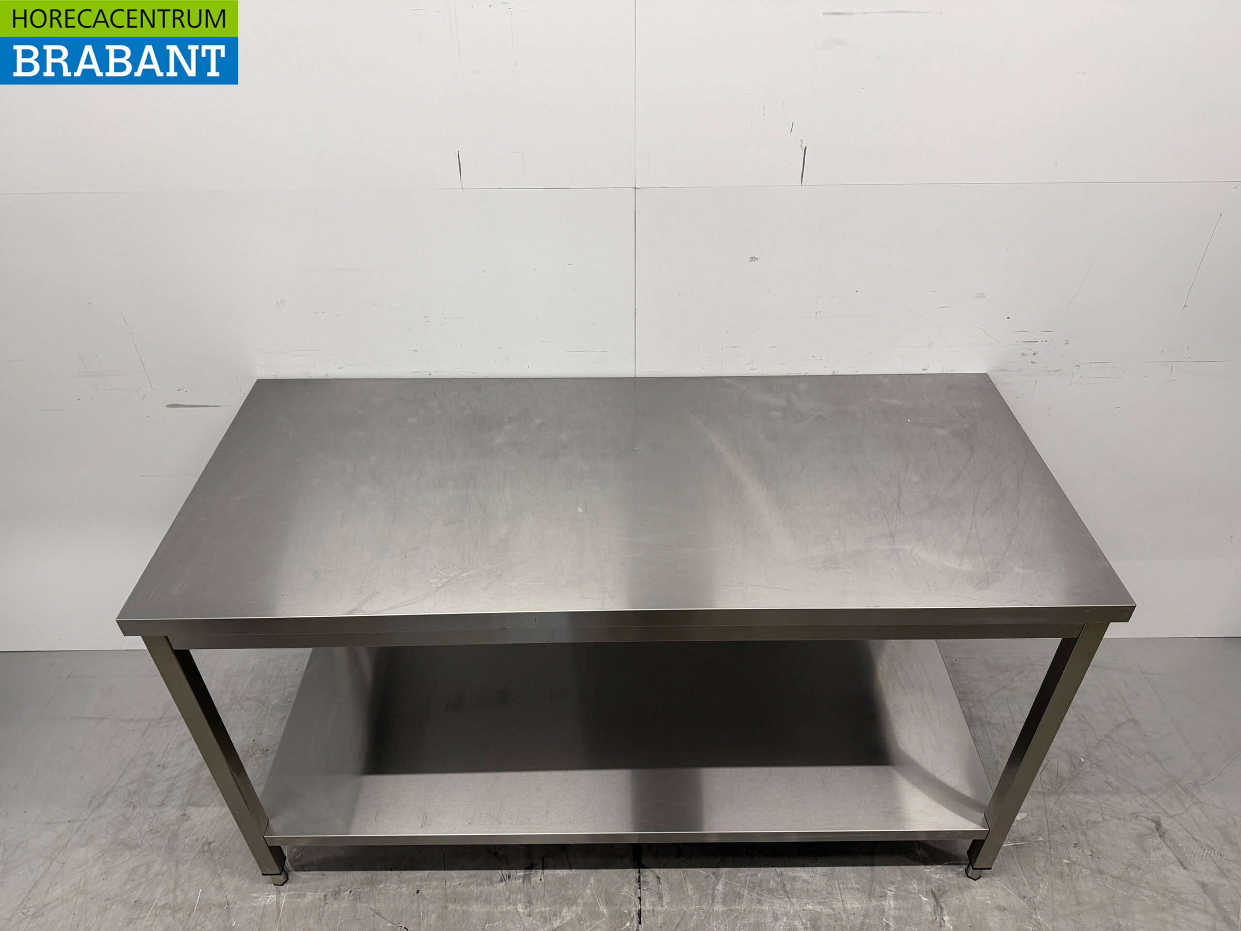 Edelstahl-Arbeitstisch mit Zwischenboden 160 x 70 x 88,5 cm Catering – Bild 4