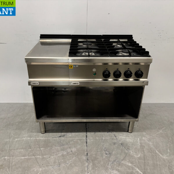 Zanussi 4-Flammen-Herd aus Edelstahl mit Arbeitsplatte 105 cm GAS + 230V Horeca