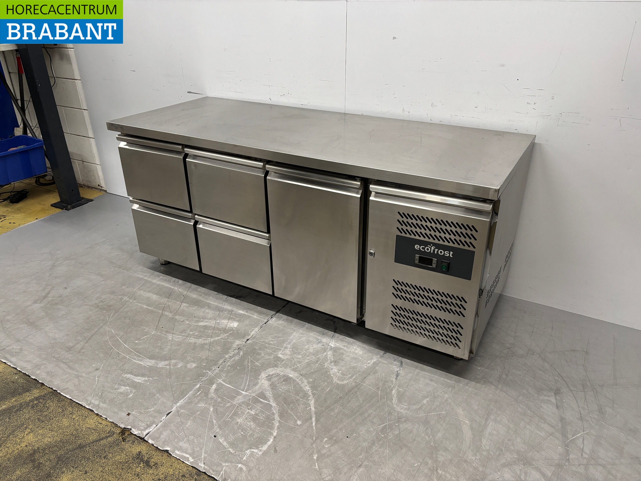 Ecofrost gekühlte Werkbank aus Edelstahl 4 Schubladen und 1 Tür 180 cm 230V Horeca – Bild 2