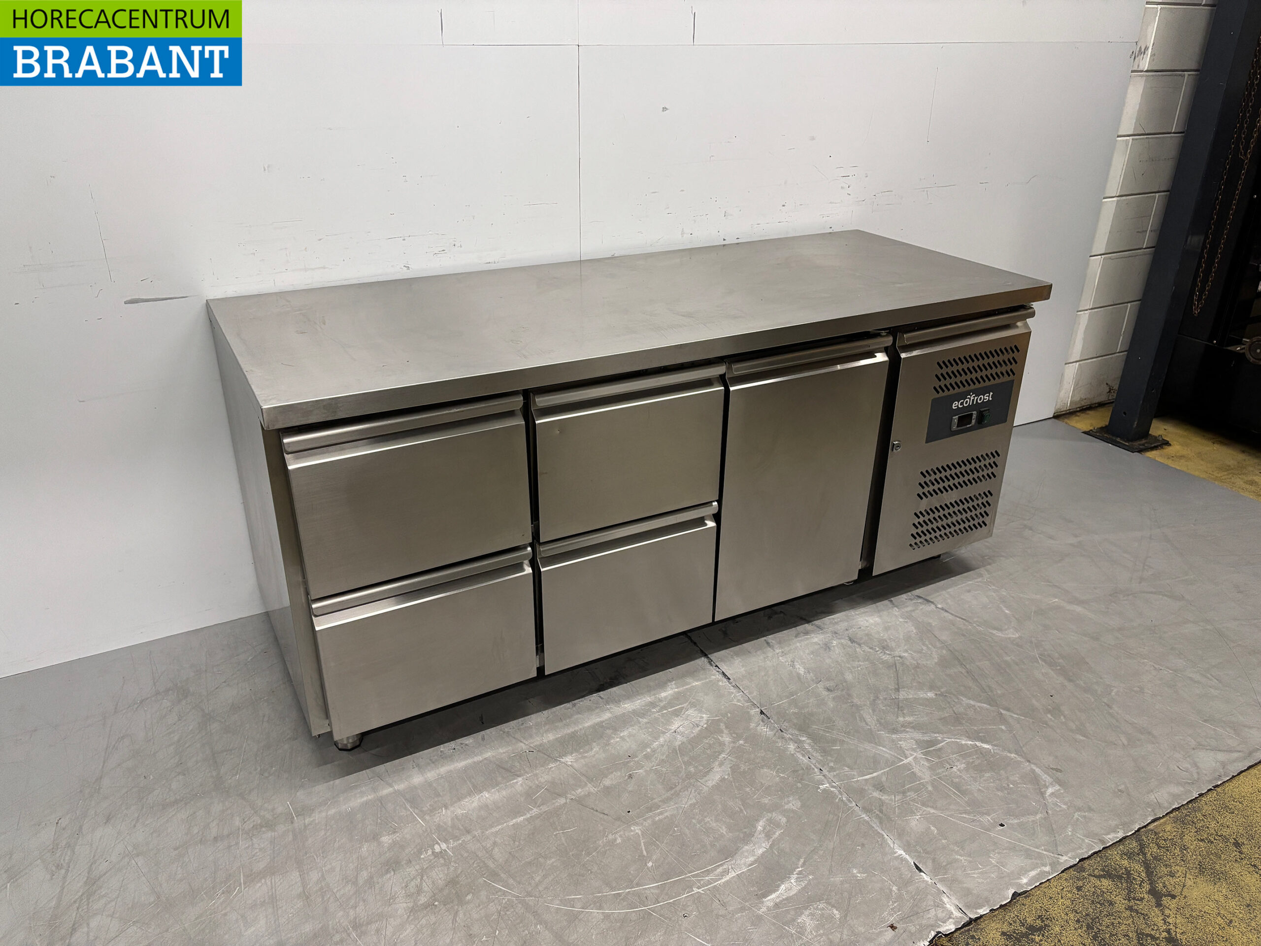 Ecofrost gekühlte Werkbank aus Edelstahl 4 Schubladen und 1 Tür 180 cm 230V Horeca – Bild 3