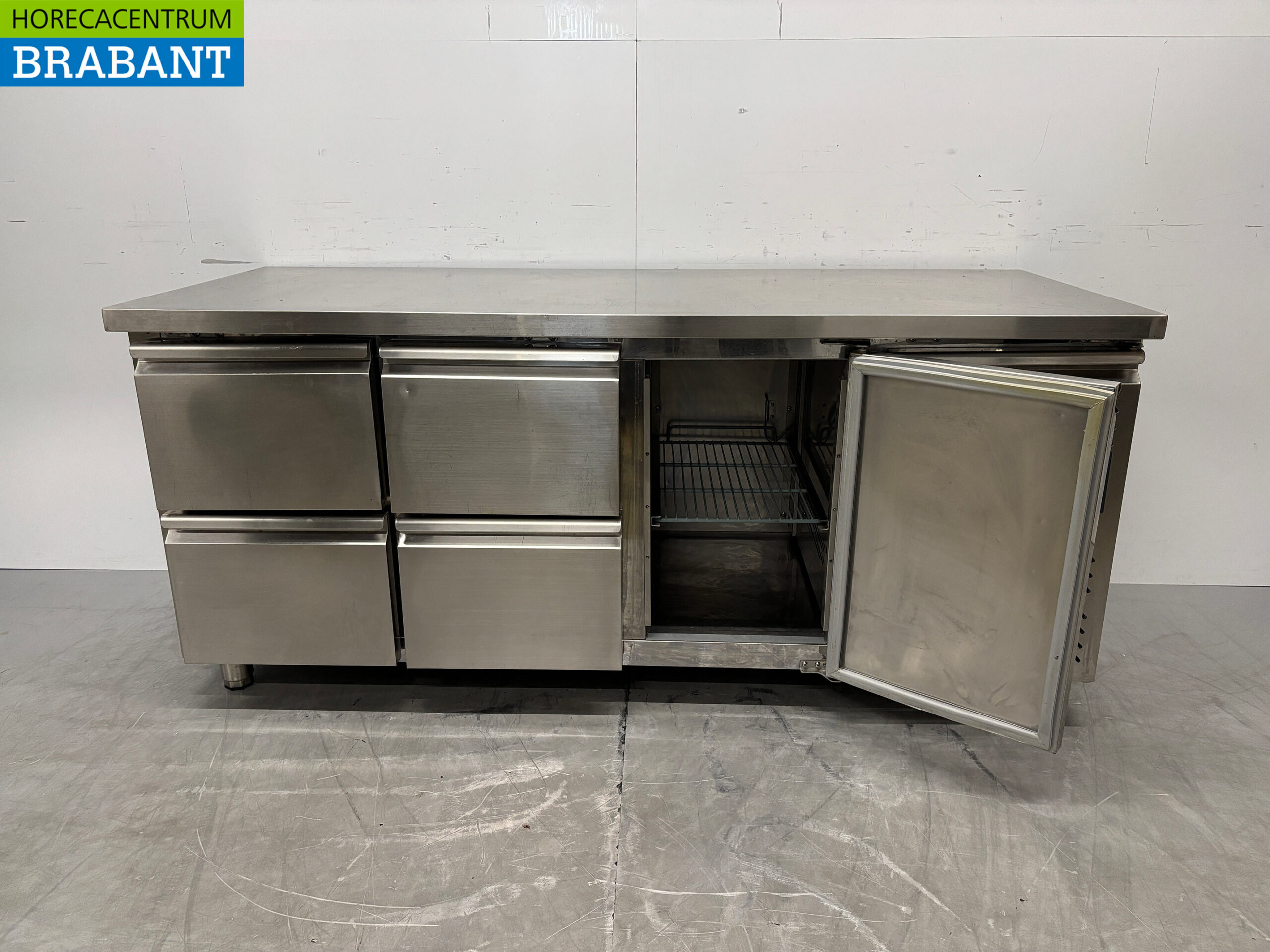 Ecofrost gekühlte Werkbank aus Edelstahl 4 Schubladen und 1 Tür 180 cm 230V Horeca – Bild 5