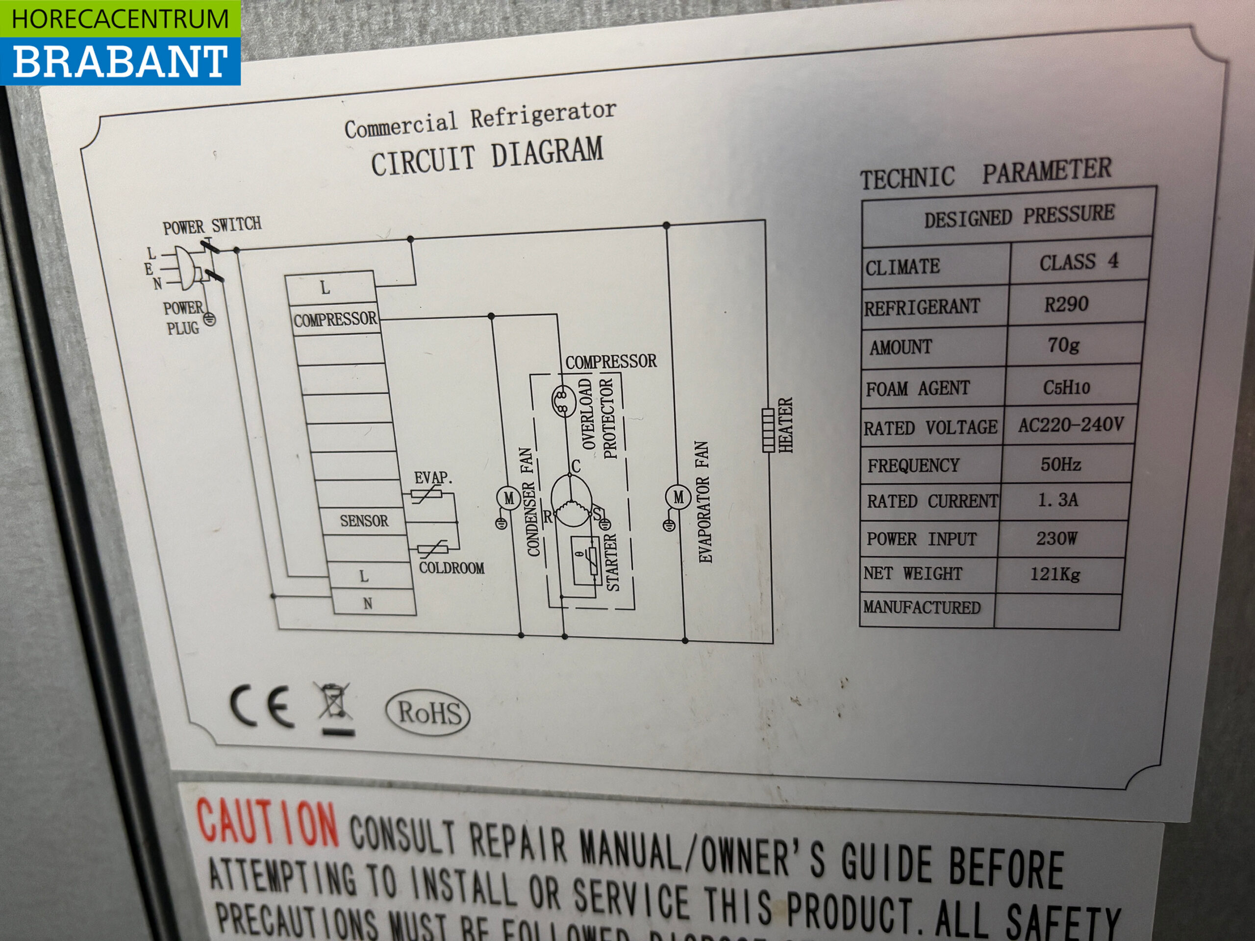 Ecofrost gekühlte Werkbank aus Edelstahl 4 Schubladen und 1 Tür 180 cm 230V Horeca – Bild 6