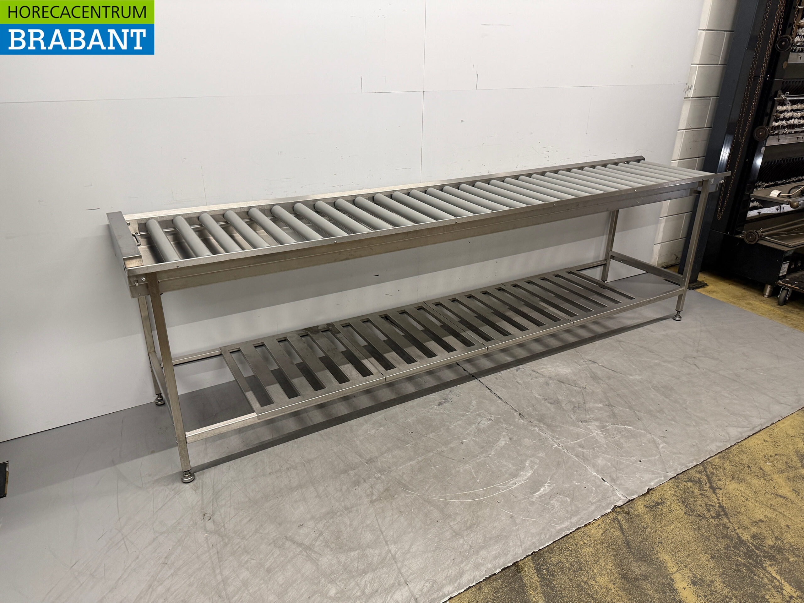 Edelstahl Wexiodisk Abtropftisch Rollenbahn T.B.V. Schiebespülmaschine 310 cm Horeca – Bild 2