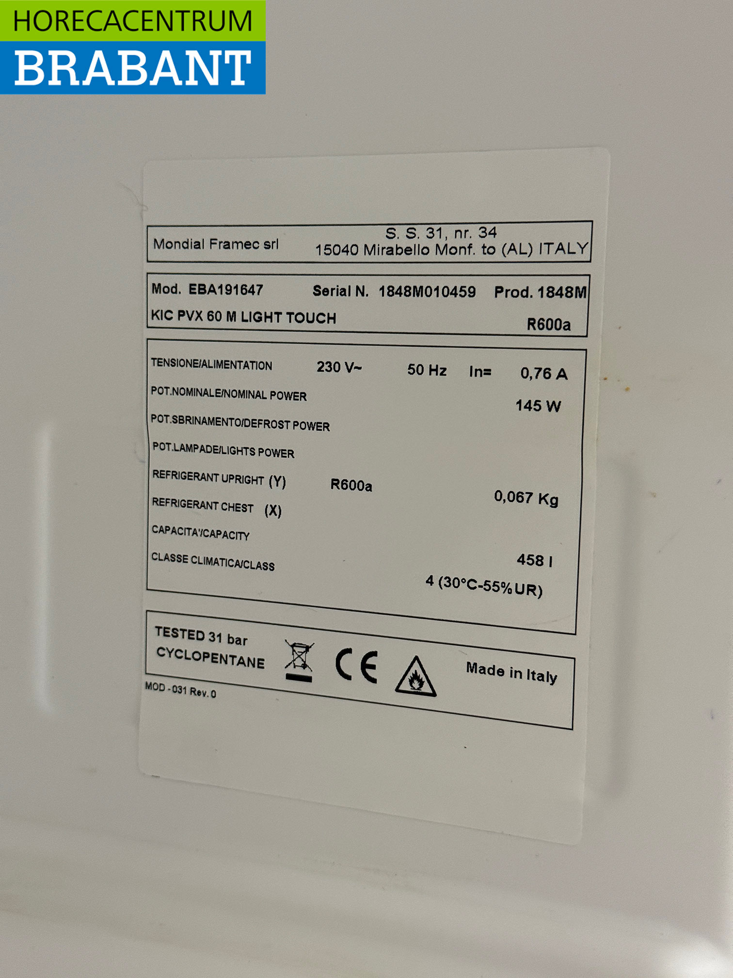 Mondial Elite Kühlschrank aus Edelstahl 458 Liter 230V Horeca – Bild 5