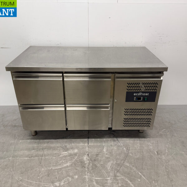 Ecofrost gekühlte Werkbank aus Edelstahl 4 Schubladen 136 cm 230V Horeca