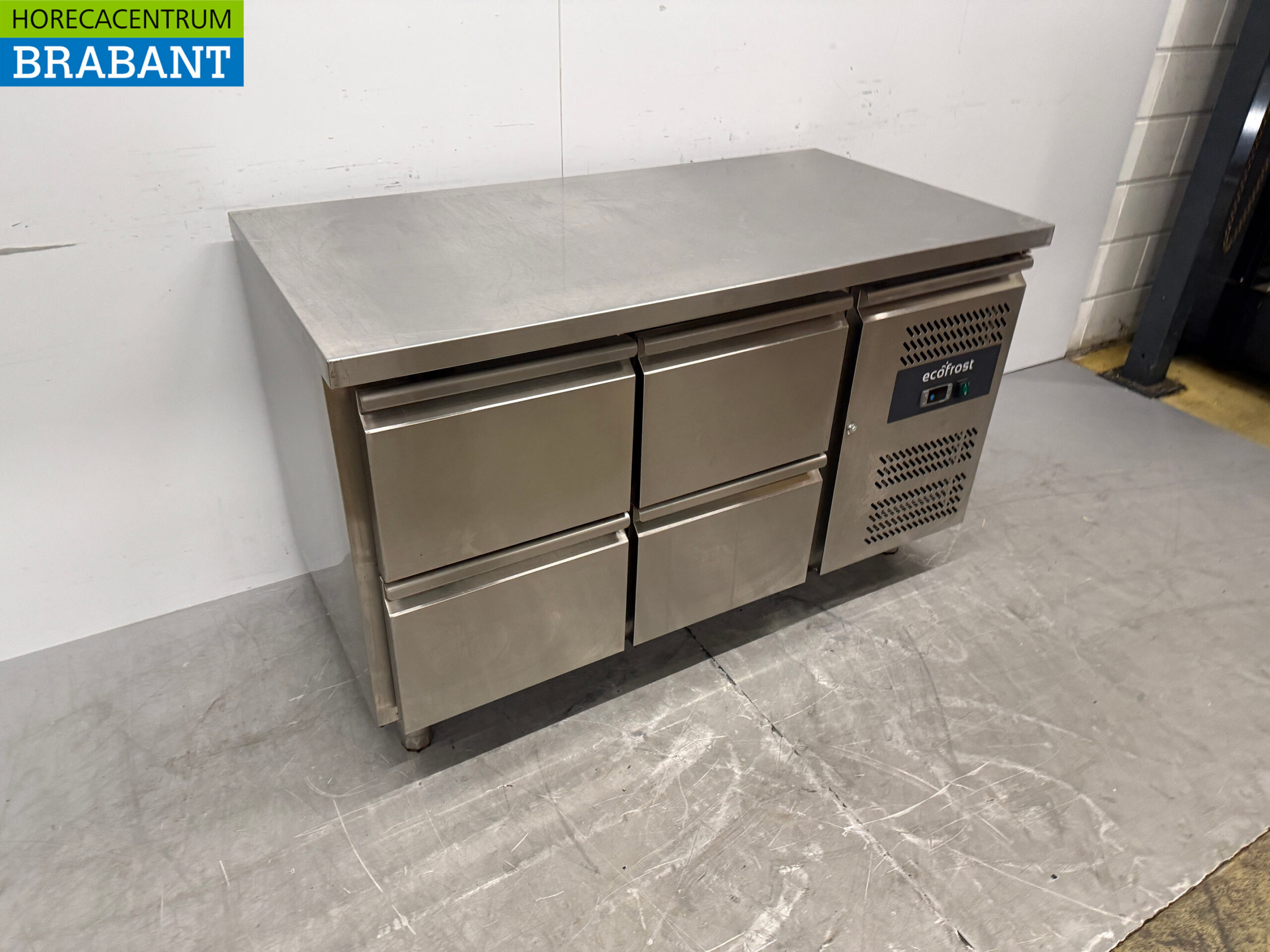 Ecofrost gekühlte Werkbank aus Edelstahl 4 Schubladen 136 cm 230V Horeca – Bild 3