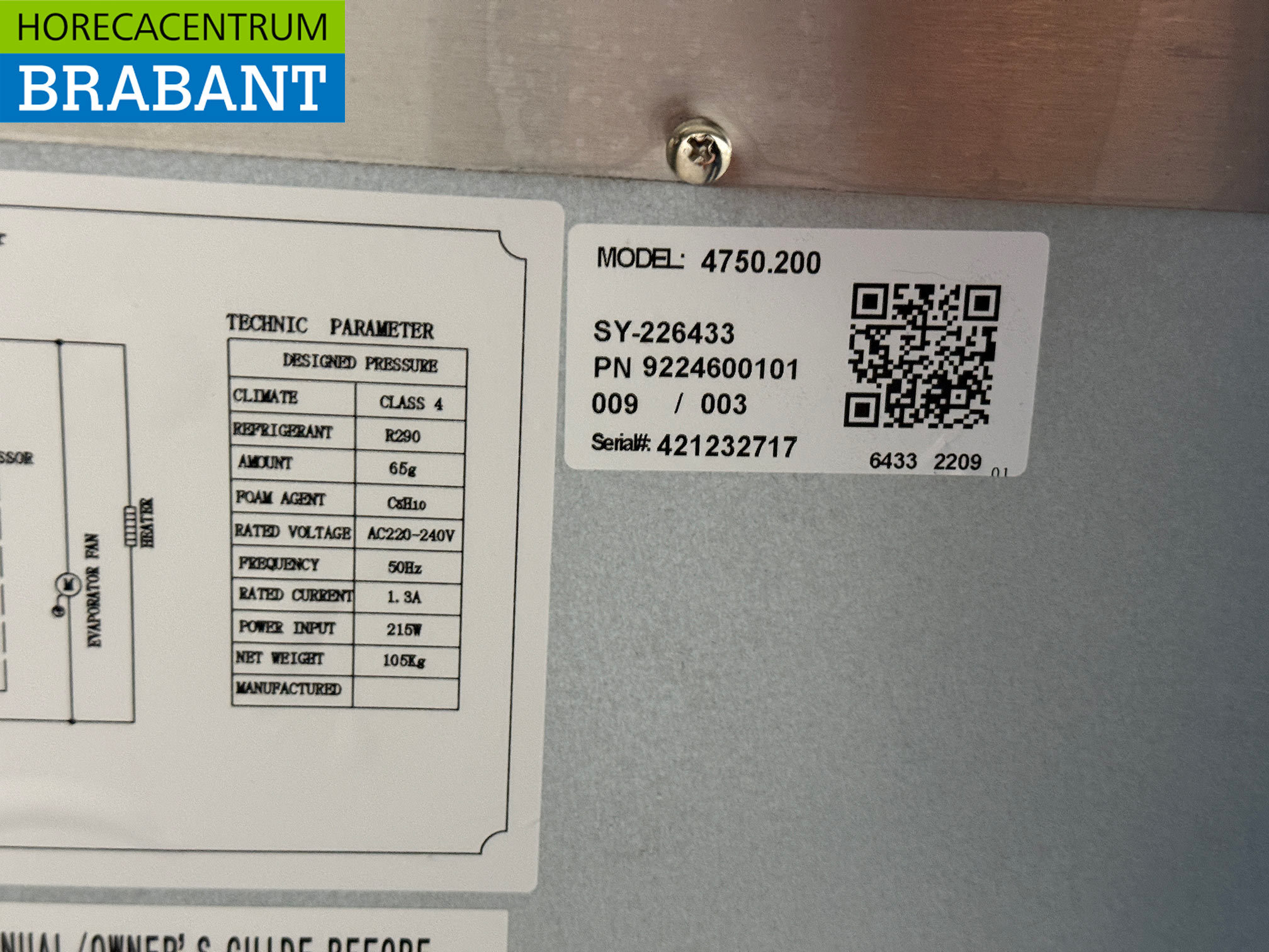Ecofrost gekühlte Werkbank aus Edelstahl 4 Schubladen 136 cm 230V Horeca – Bild 6