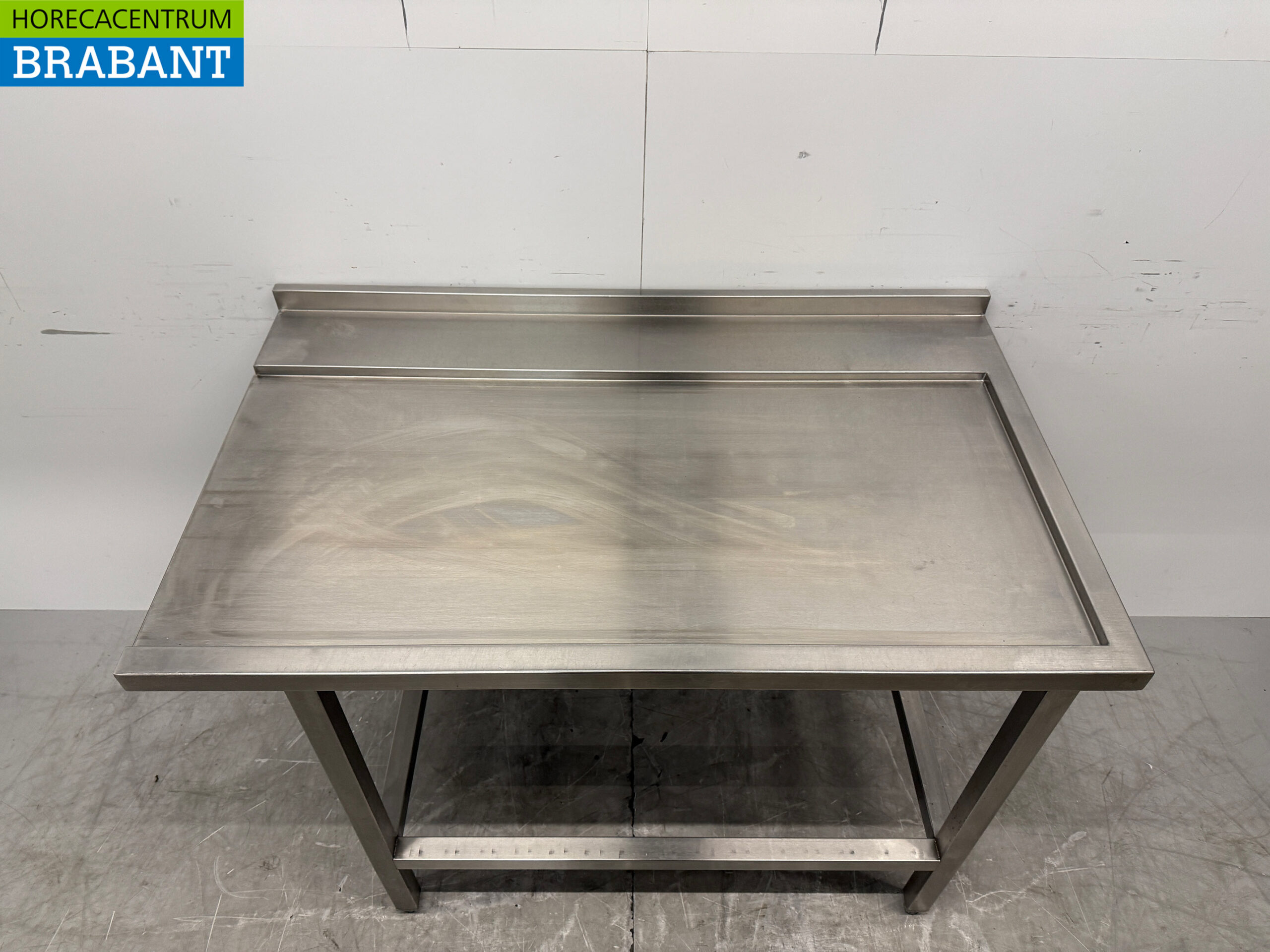 Edelstahl Abtropftisch für Durchlaufspüler 120 x 72,5 x 87,5 cm Horeca – Bild 4