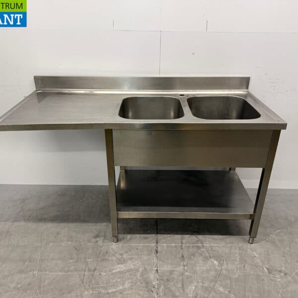 Edelstahl-Spültisch Doppelspüle 160 x 70 x 87,5 cm Catering