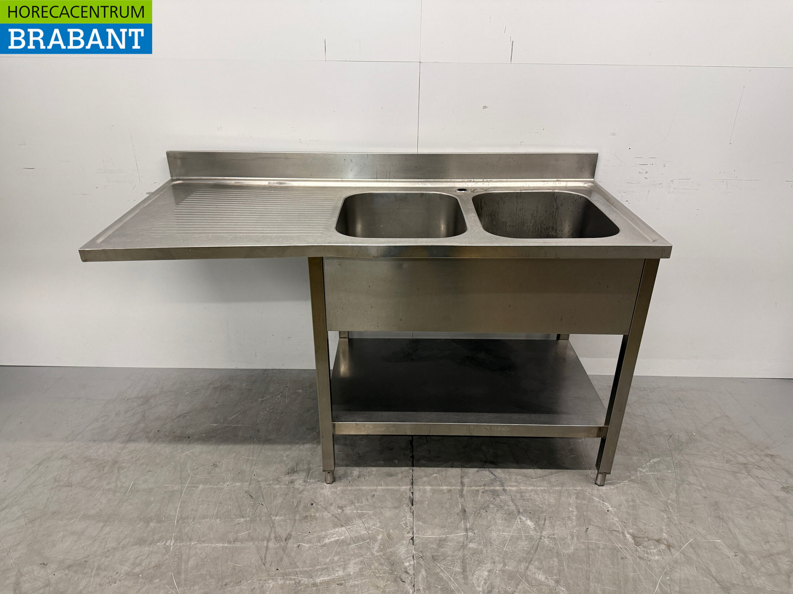 Edelstahl-Spültisch Doppelspüle 160 x 70 x 87,5 cm Catering