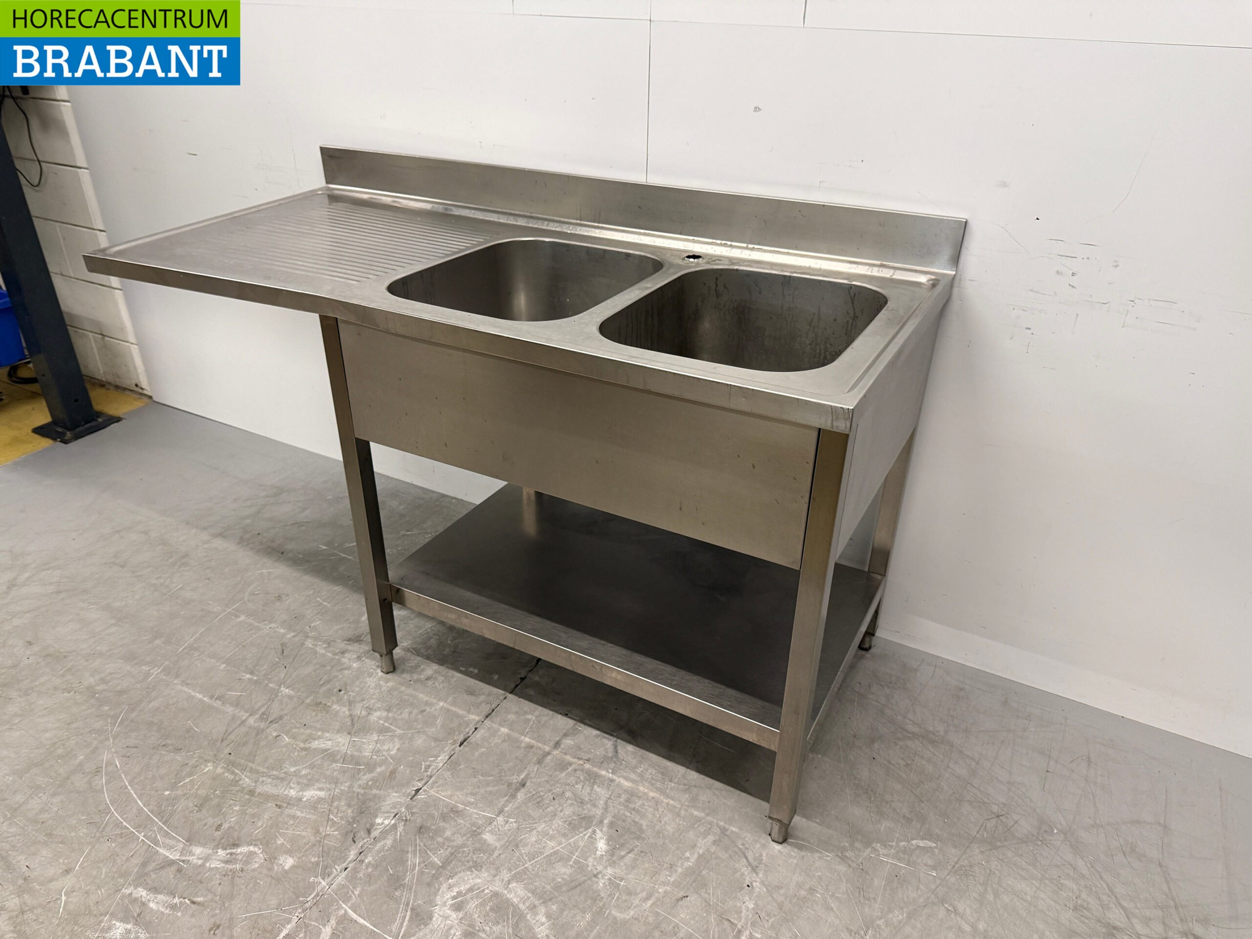 Edelstahl-Spültisch Doppelspüle 160 x 70 x 87,5 cm Catering – Bild 2