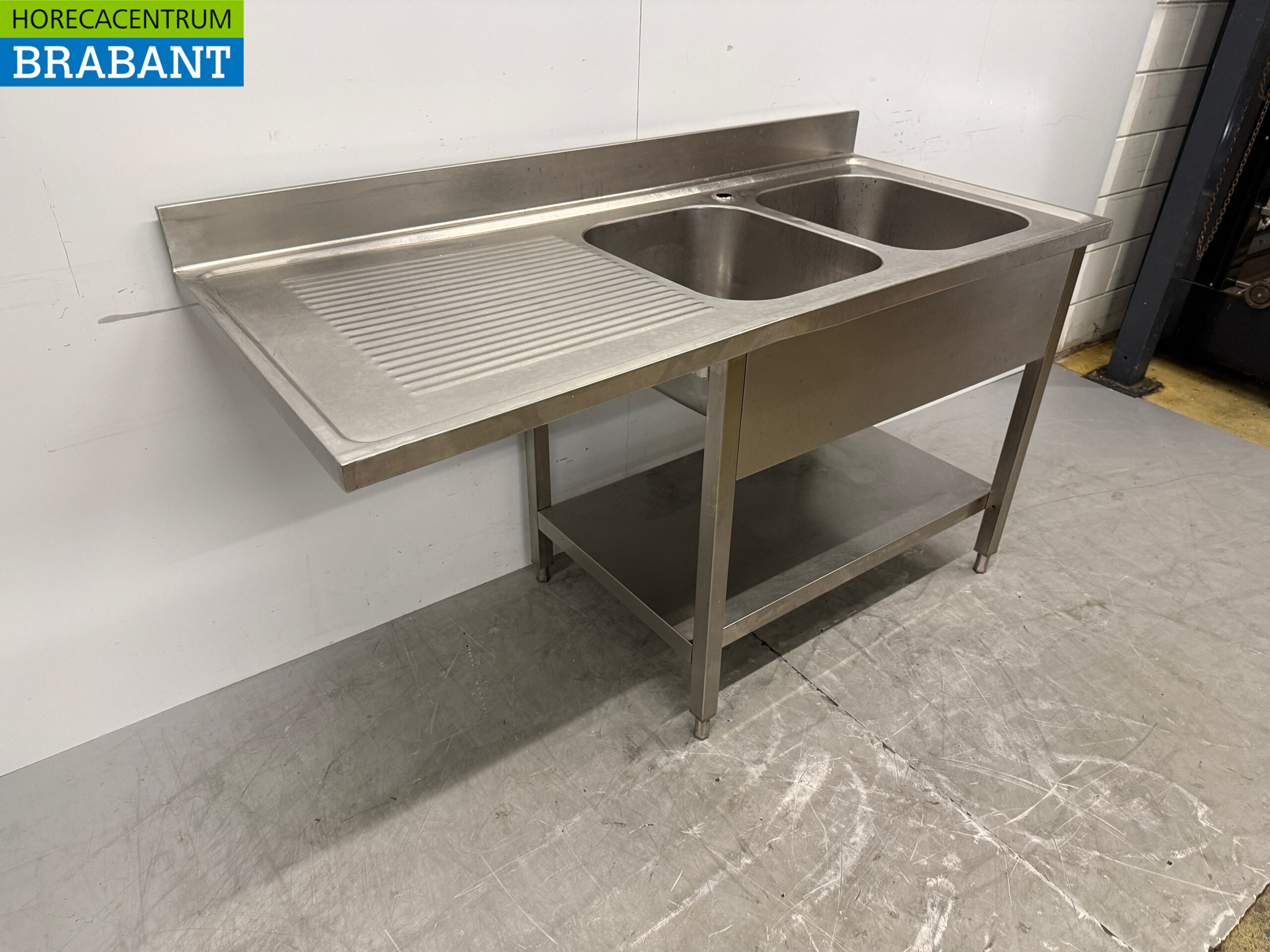 Edelstahl-Spültisch Doppelspüle 160 x 70 x 87,5 cm Catering – Bild 3
