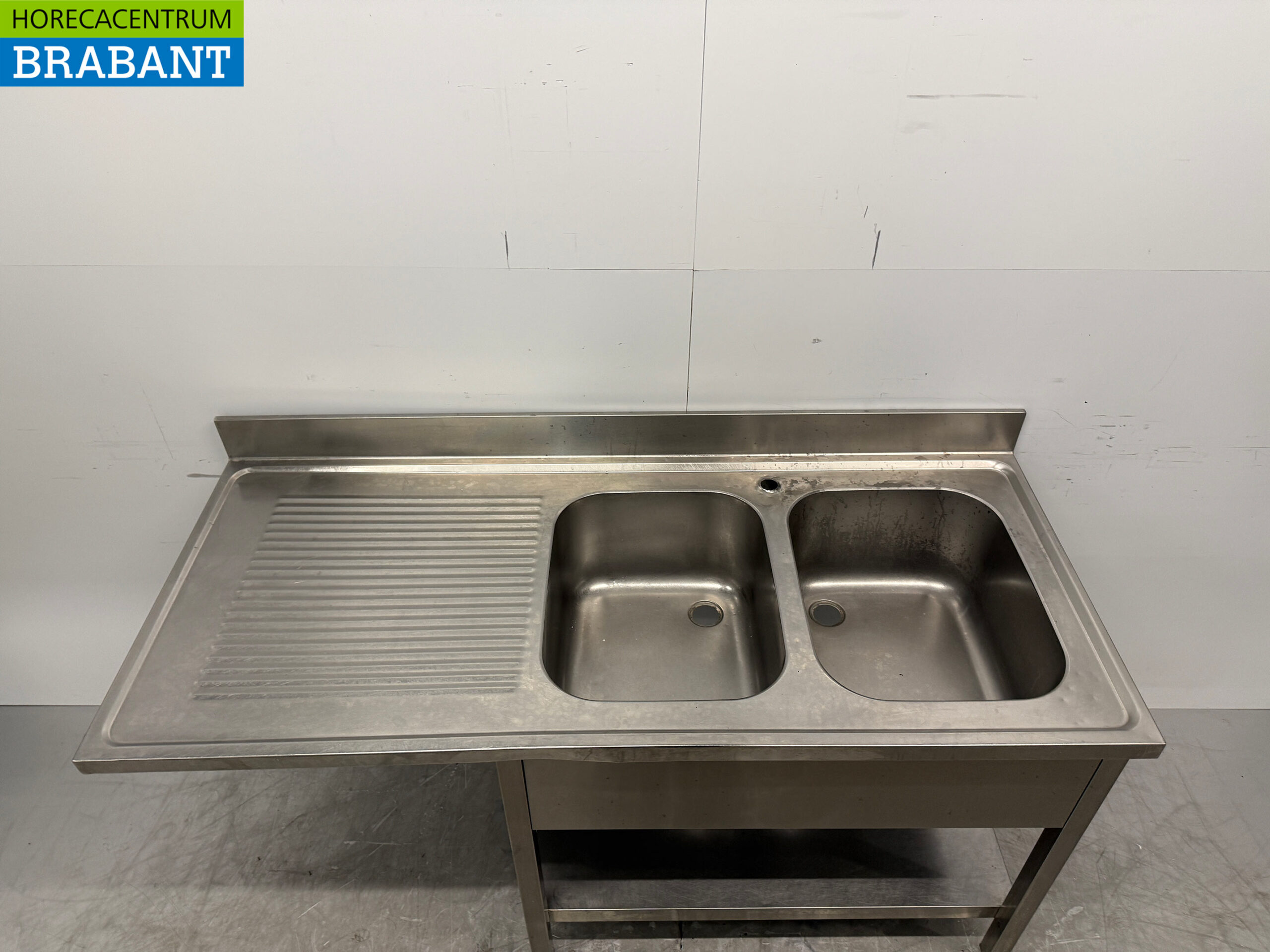 Edelstahl-Spültisch Doppelspüle 160 x 70 x 87,5 cm Catering – Bild 4