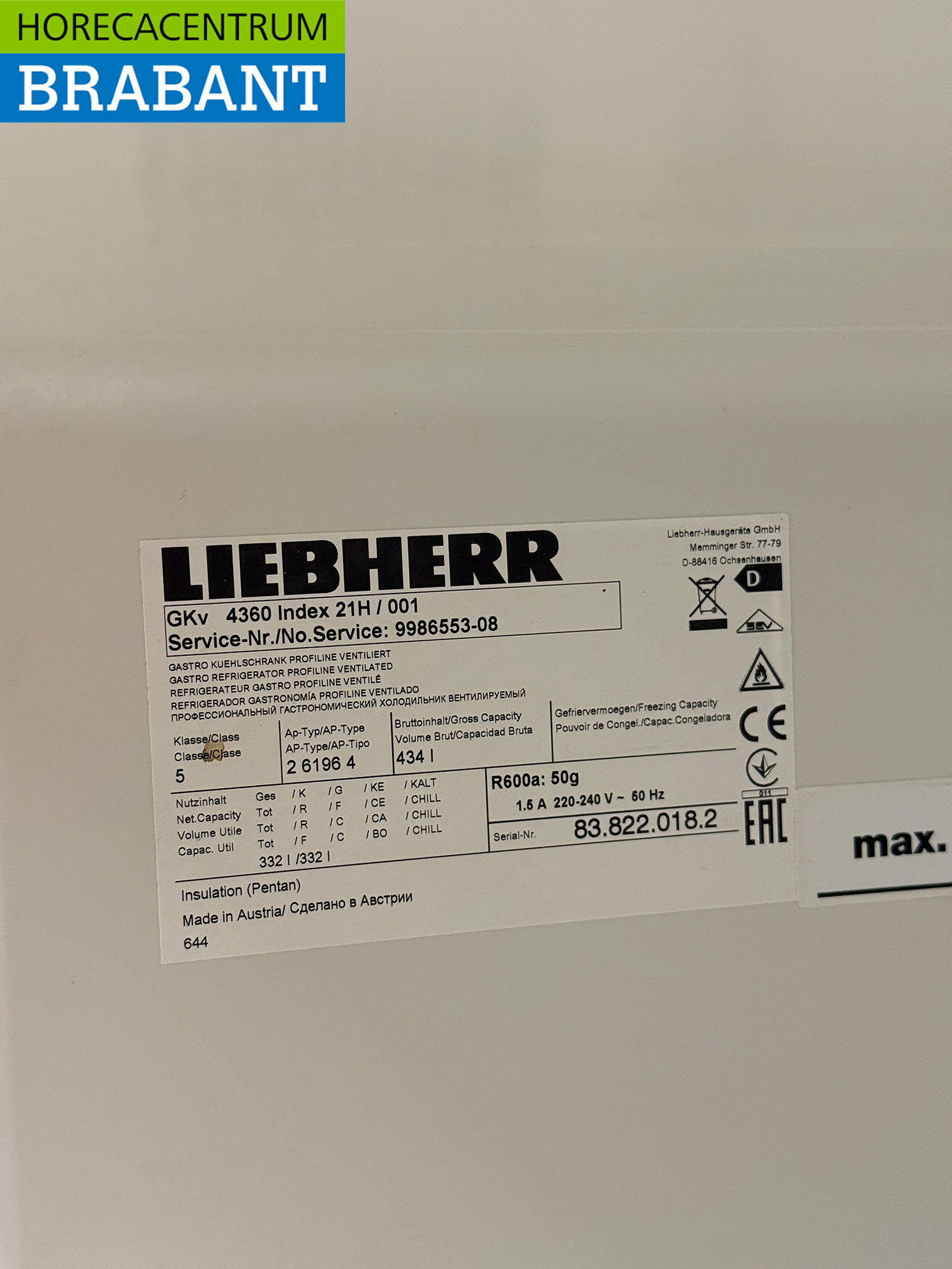 Edelstahl Liebherr-Kühlschrank 434 Liter 230V Horeca – Bild 5