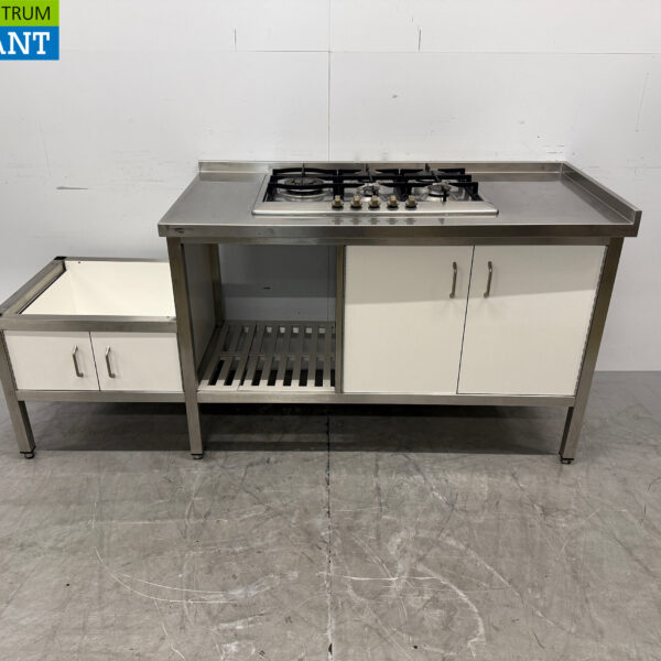 Edelstahl Arbeitsschrank mit 4 Türen 196,5 x 70 x 89 cm GAS Catering