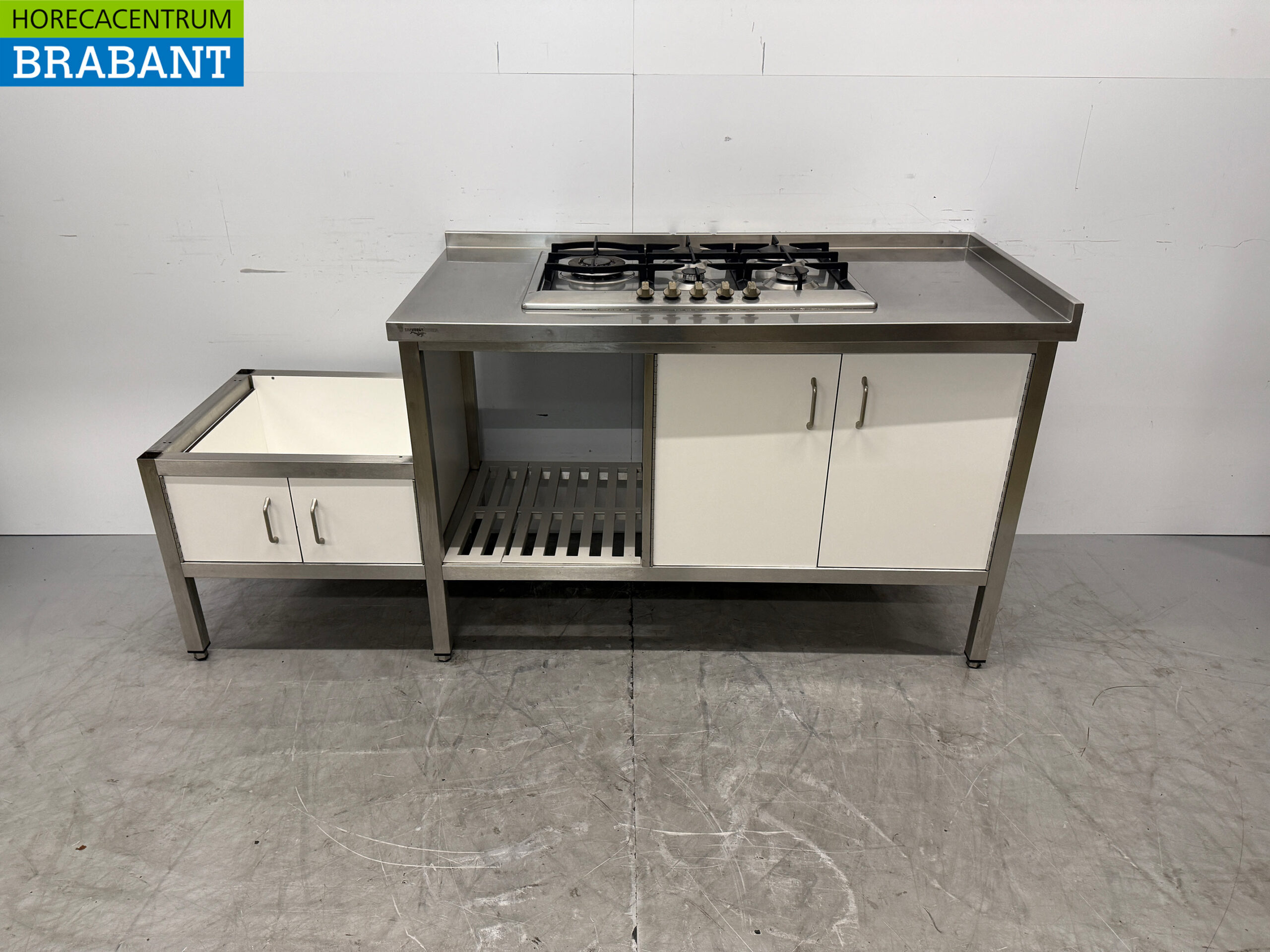 Edelstahl Arbeitsschrank mit 4 Türen 196,5 x 70 x 89 cm GAS Catering