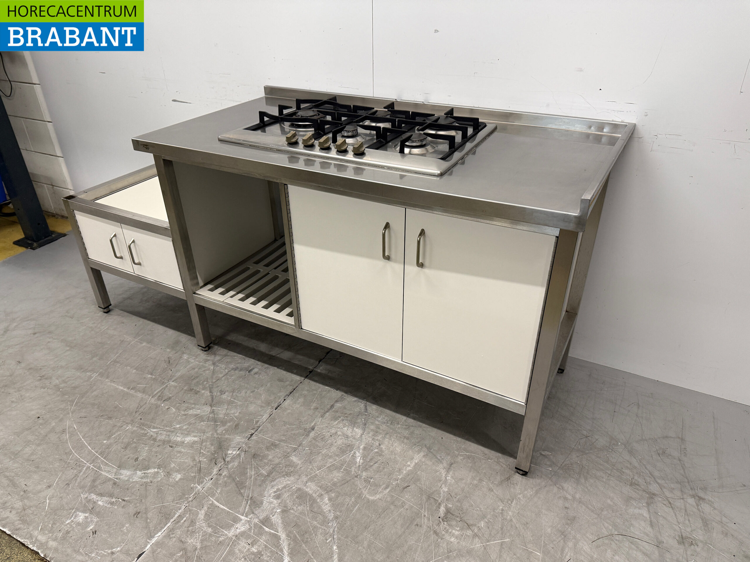 Edelstahl Arbeitsschrank mit 4 Türen 196,5 x 70 x 89 cm GAS Catering – Bild 2
