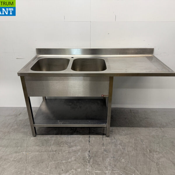 Edelstahl-Spülbecken mit zwei Becken, 160 x 70 x 88 cm, Gastronomie