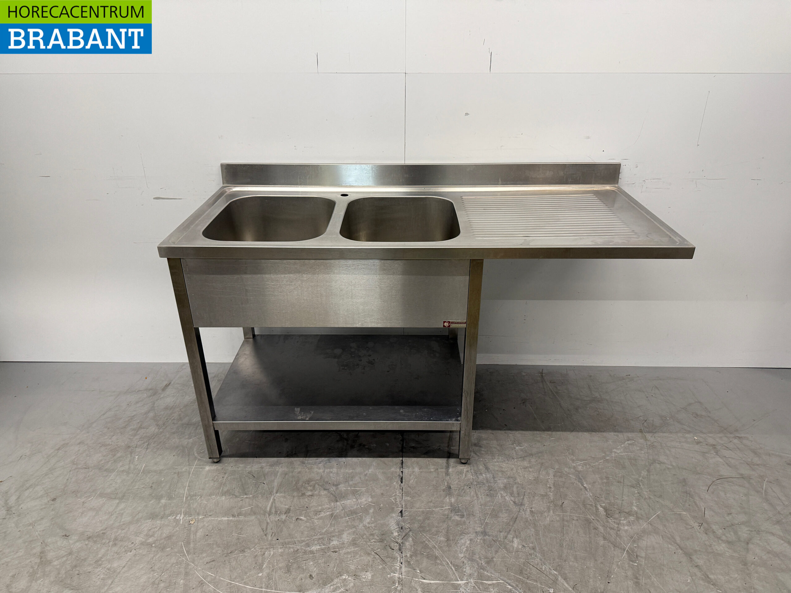 Edelstahl-Spülbecken mit zwei Becken, 160 x 70 x 88 cm, Gastronomie